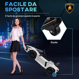 Coche Eléctrico para Niños 3-5Años 12V Licencia Lamborghini Revuelto 3-5Km/H Auto Eléctrico para Niños Puertas de Mariposa, 2 Motores, Suspensiones, Control Remoto, Música, Ruedas, Faros, Blanco