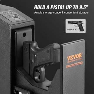 Caja Fuerte Montada para Pistolas, Caja Fuerte Biométrica con Tres Métodos de Acceso Rápido: Huellas Dactilares, Contraseñas y Llaves, Caja Fuerte para Pistola para 1 Pistola para el Hogar, Mesita...