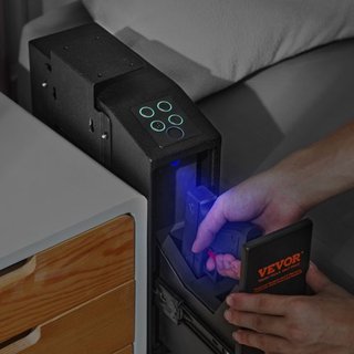 Caja Fuerte Montada para Pistolas, Caja Fuerte Biométrica con Tres Métodos de Acceso Rápido: Huellas Dactilares, Contraseñas y Llaves, Caja Fuerte para Pistola para 1 Pistola para el Hogar, Mesita...
