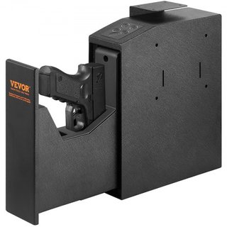 Caja Fuerte Montada para Pistolas, Caja Fuerte Biométrica con Tres Métodos de Acceso Rápido: Huellas Dactilares, Contraseñas y Llaves, Caja Fuerte para Pistola para 1 Pistola para el Hogar, Mesita...