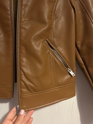 Chaqueta polipiel efecto cuero mujer