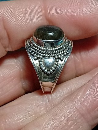 Anillo Plata Ley Labradorita Azul