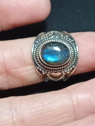 Anillo Plata Ley Labradorita Azul