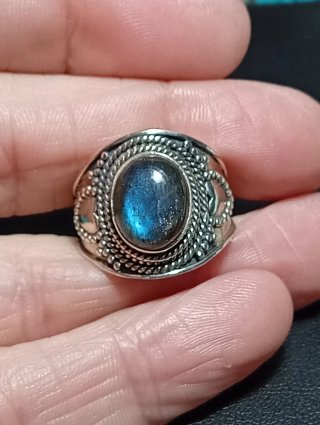 Anillo Plata Ley Labradorita Azul
