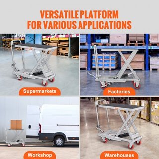 Carro de Mesa Elevadora Hidráulica, Capacidad de 500 lbs, Altura de Elevación de 28.5", Mesa Elevadora Manual de Tijera Simple con 4 Ruedas y Almohadilla Antideslizante, Carro de Tijera Hidráulico...