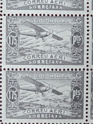 Sellos Andorra 1932. 1,75 pts  Correo Aereo