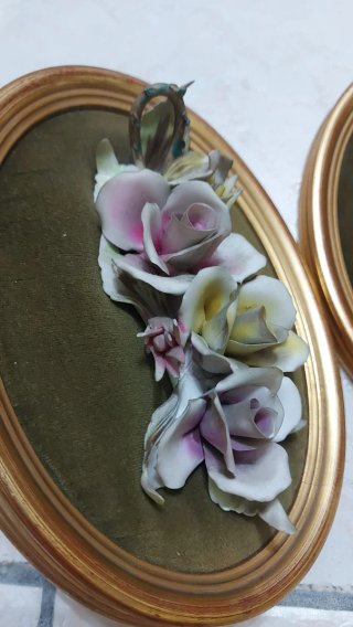 Coppia Cornici Vintage Floreali Dorate