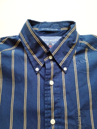 Camisa Rayas Tommy Hilfiger Azul y Dorado
