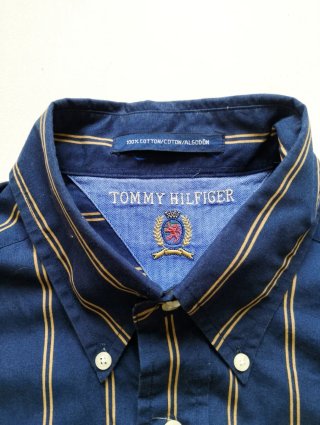 Camisa Rayas Tommy Hilfiger Azul y Dorado