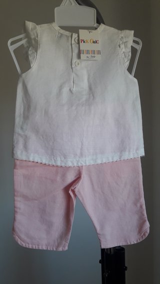 Conjunto bebé Pick Ouik blanco y azul o rosa