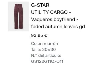 Vaqueros G-Star Utility Cargo Marrón