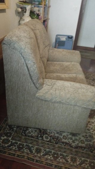 Sofá de 2 plazas beige y marrón