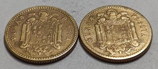 Lote 2 monedas 1 peseta 1947 estrella 49 y 53