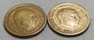 Lote 2 monedas 1 peseta 1947 estrella 49 y 53
