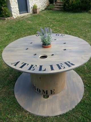 MESAS 5 personas BOBINAS NUEVAS MADERA CHILLPALET