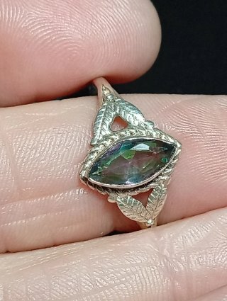 Anillo Plata Ley Piedra topacio místico