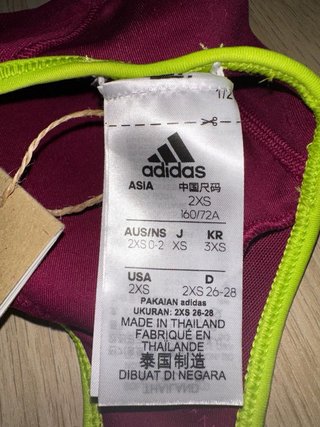 Reggiseno sportivo Adidas viola e lime taglia xxs