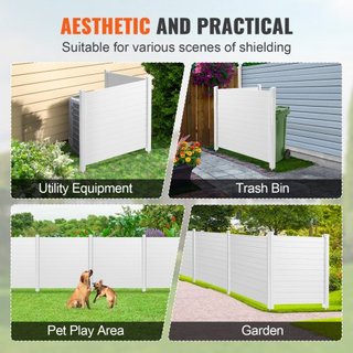Pantallas de Privacidad para Exteriores, Valla para Aire Acondicionado de 50" W x 50" H, Enclosure para Equipos de Piscina, Valla de Privacidad de Vinilo Horizontal, Perfecta para Encerrar Cubos d...