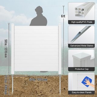 Pantallas de Privacidad para Exteriores, Valla para Aire Acondicionado de 50" W x 50" H, Enclosure para Equipos de Piscina, Valla de Privacidad de Vinilo Horizontal, Perfecta para Encerrar Cubos d...