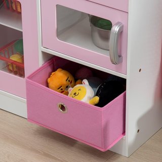 Cocina Juguete para Niños de 3 a 6 Años con Luces y Utensilios de Cocina Realistas, en MDF y PP, 84X93.5X85 Cm, Blanca y Rosa