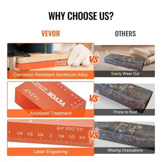 Bloques de Configuración para Carpintería, 16 Piezas, Juego de Bloques de Medición de Precisión, con Marcaciones de Tamaño Grabadas con Láser y Estuche de Almacenamiento, Barras de Aluminio para A...