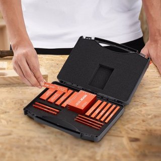 Bloques de Configuración para Carpintería, 16 Piezas, Juego de Bloques de Medición de Precisión, con Marcaciones de Tamaño Grabadas con Láser y Estuche de Almacenamiento, Barras de Aluminio para A...