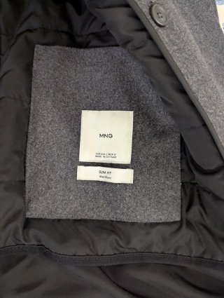 Abrigo Mango Gris Talla L Hombre