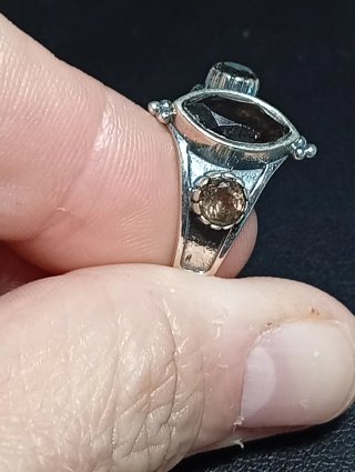 Anillo Plata Ley cuarzo ahumado