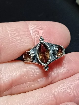 Anillo Plata Ley cuarzo ahumado