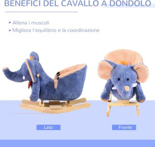 Caballo de Madera Balancín Elefante para Niños 60X33X45Cm