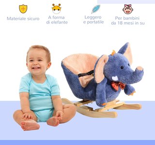 Caballo de Madera Balancín Elefante para Niños 60X33X45Cm