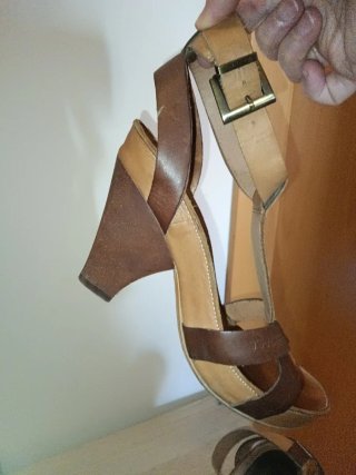 Zuecos Tommy Hilfiger Mujer Cuero Marrón y beige