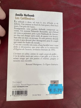 Libro Les Catilinaires de Amélie Nothomb