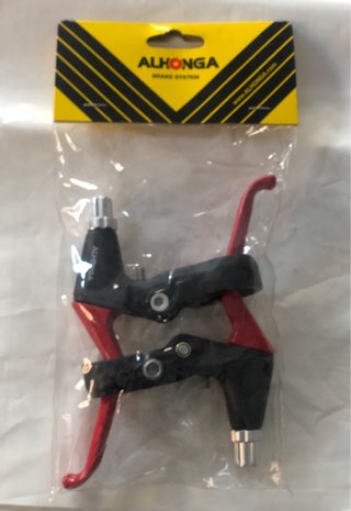 Kit Frenos V-Brake + Manetas Rojas Aluminio