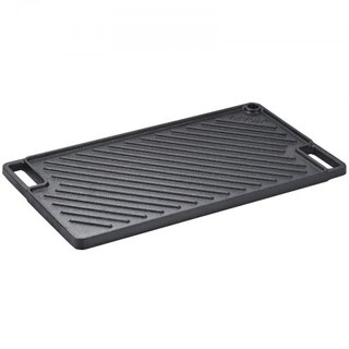 Reversible Grill/Griddle, 9.7"x16.7" Sartén de Hierro Fundido Pre-Sazonada, Sartén Rectangular para Doble Quemador, Sartén Familiar Antiadherente con Mangos, Placa Superior Plana para BBQ, Parrill...
