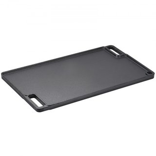 Reversible Grill/Griddle, 9.7"x16.7" Sartén de Hierro Fundido Pre-Sazonada, Sartén Rectangular para Doble Quemador, Sartén Familiar Antiadherente con Mangos, Placa Superior Plana para BBQ, Parrill...
