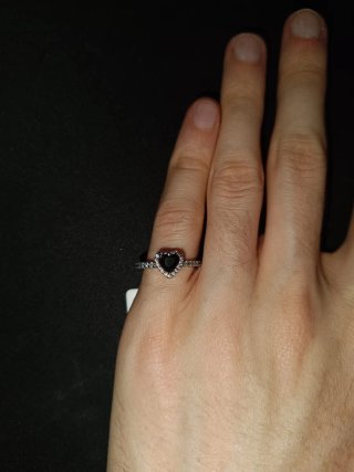 Anillo Pandora Original Corazón Negro Elevado