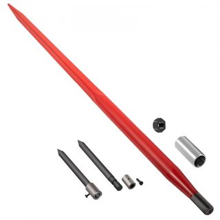 Spear de Heno 49" Bale Spear Capacidad de 3000 lbs, Punta de Bale Rápido de Acoplamiento Cuadrado, Tenazas de Heno Recubiertas de Rojo, Punta de Heno con 2 Puntas Estabilizadoras