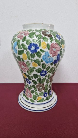 Jarrón de cerámica floral multicolor