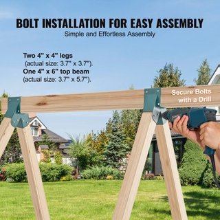 Soportes de Columpio A-Frame, Hardware de Columpio de Acero Carbono de Alta Resistencia con Hardware de Montaje, Kit de Soporte de Columpio DIY para Piernas de 101.6x101.6mm y Viga de 101.6x152.4m...