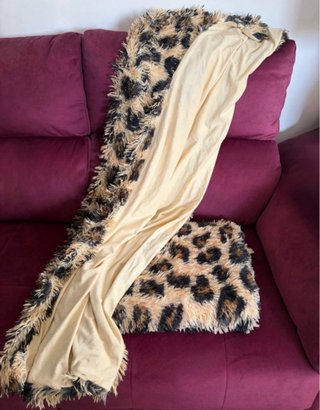 2 Mantas pelo leopardo beige y marrón