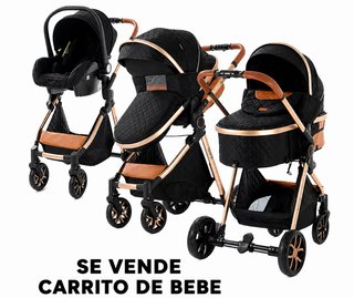 Carrito de bebé negro y dorado