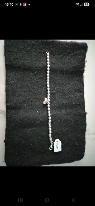Bracciale con ciondolo cuore rosa e argento