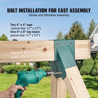 Soportes de Columpio A-Frame, Hardware de Columpio de Acero Carbono de Alta Resistencia con Hardware de Montaje, Kit de Soporte de Columpio DIY para Piernas de 101.6x101.6mm y Viga de 101.6x152.4m...