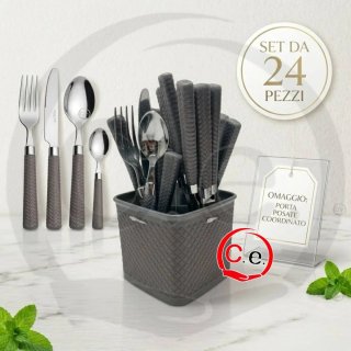 Set Posate 24 Pezzi con Porta Posate