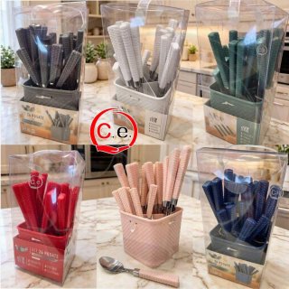 Set Posate 24 Pezzi con Porta Posate