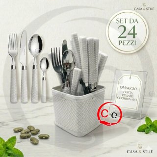 Set Posate 24 Pezzi con Porta Posate