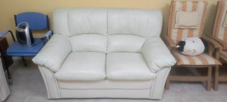 Conjunto sofás piel sintética blanco 3 y 2 plazas