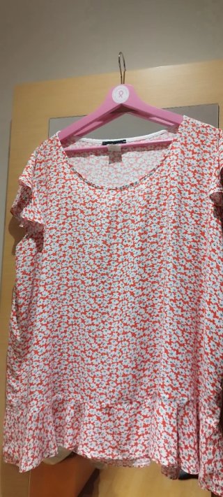 Blusa ANVITO floral roja y blanca talla 52