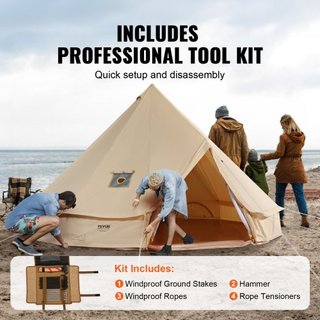 Tienda de Campaña de Lona, Tienda Yurt de 3 m/9.8ft para 4 Estaciones, Tienda de Lona para Camping con Salida para Estufa, Tienda Transpirable para Hasta 4 Personas, Camping Familiar, Caza, Fiesta...